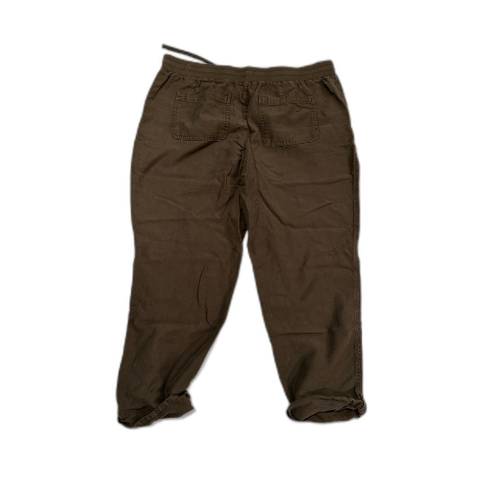 Maurices Dark Olive Green Elastic Drawstring Waist Cropped Pants Size 16 - Picture 2 of 4